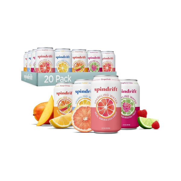 20-Pack Spindrift Sparkling Water, 4 Flavor Variety Pack