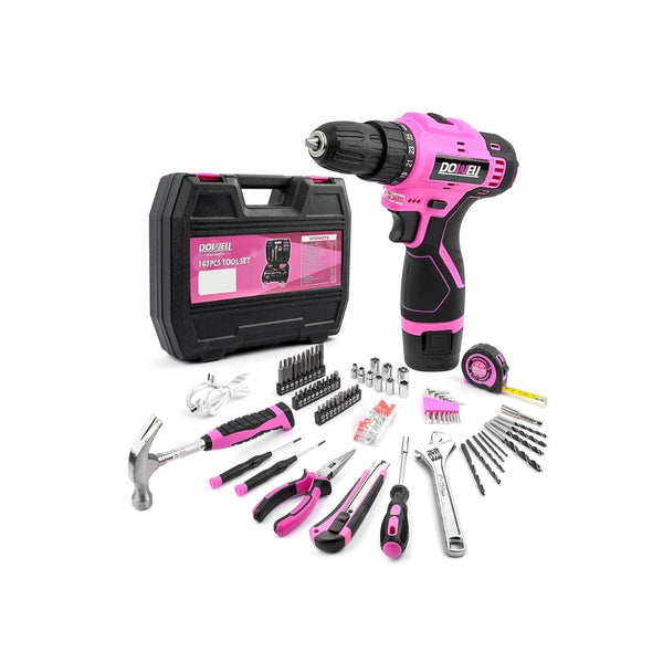 147 Pcs Pink 12V Drill Tool Set