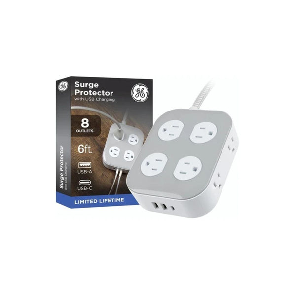 GE 8-Outlet Surge Protector with USB Ports