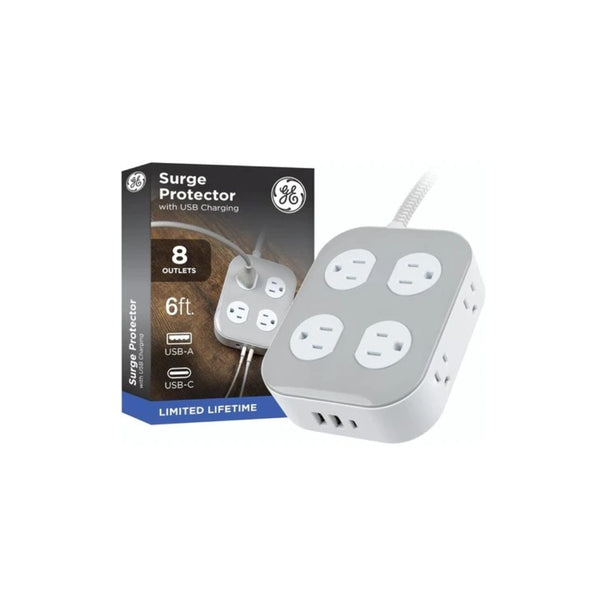 GE 8-Outlet Surge Protector with USB Ports