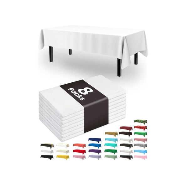 8-Pack Plastic Table Cloth Disposable