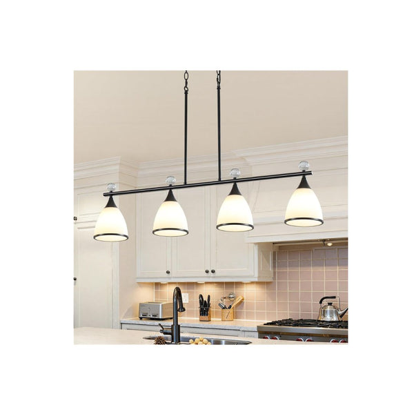4-Light Modern Farmhouse Linear Kitchen Island Pendant
