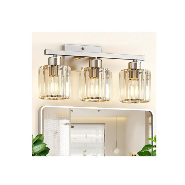 3-Light Brushed Nickel Bathroom Light Fixtures