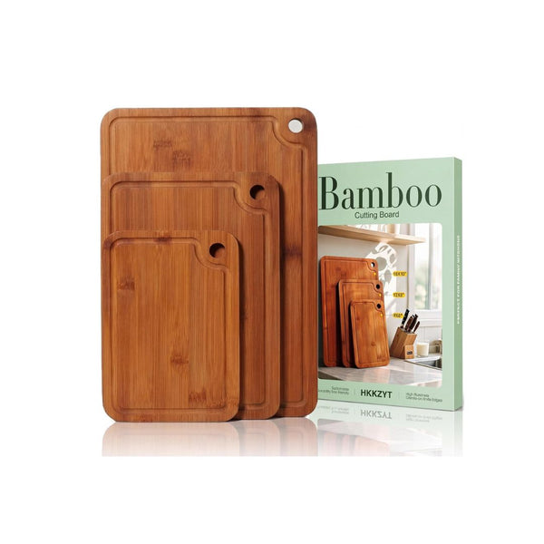 3-Pack Deep-Carbonized Wood Cutting Board Set
