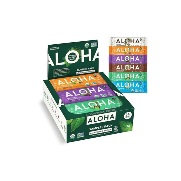 12-Pack Aloha Organic Plant Based Protein Bars Variety Pack