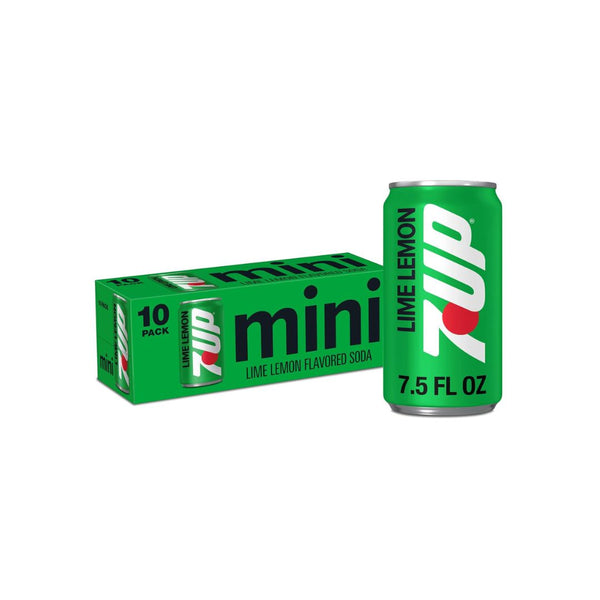 10 Mini Cans 7up Lemon Lime Soda 7.5 oz