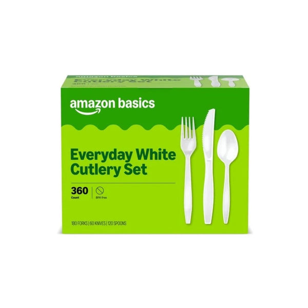 360-Piece Amazon Basics Disposable Cutlery Set