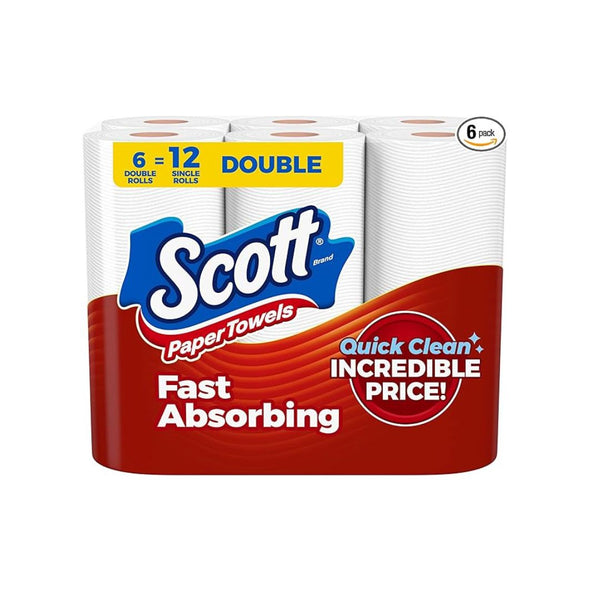 3 Packs Of 6 Double Rolls Scott Paper Towels