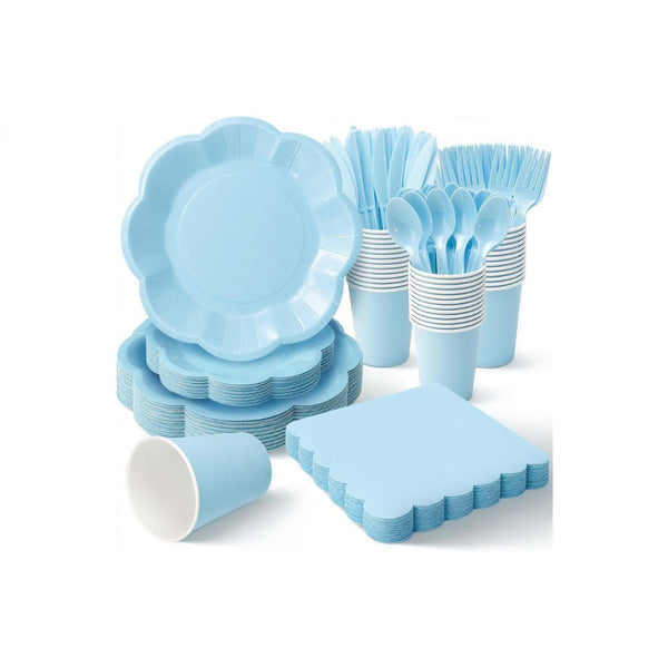 350 Vyntra Light Blue Paper Plates Cups & Napkins