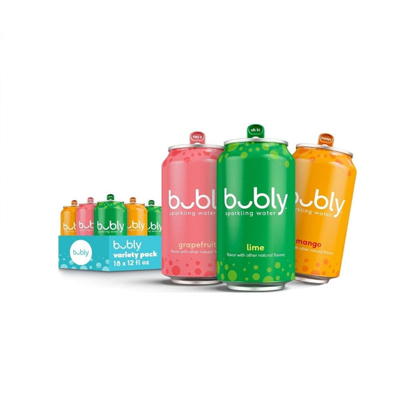 18-Pack bubly Sparkling Water Tropical Thrill 3 Flavor Variety Pack