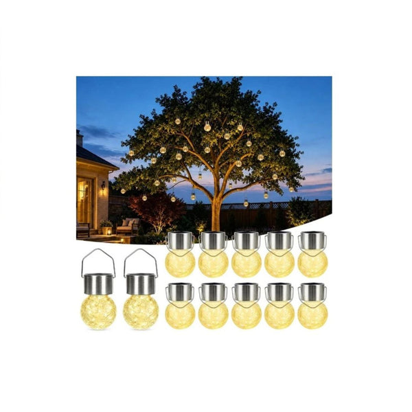 12-Pack Solar Hanging Lanterns (3 Colors)