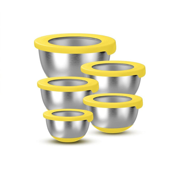5 Stainless Steel Mixing Bowls with Lids