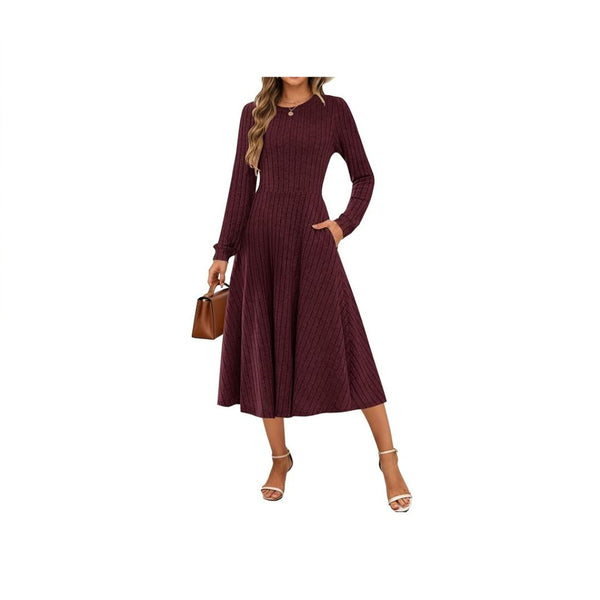 Women Long Sleeve Midi Sweater Dresses