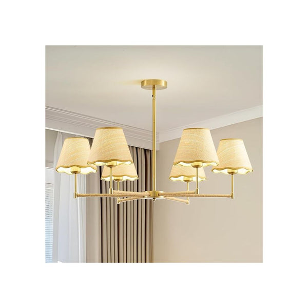 6-Lights Boho Rattan Chandelier