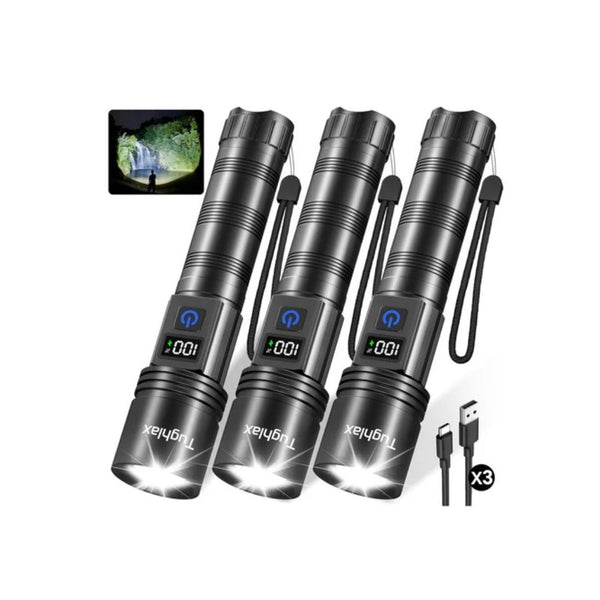 3-Pack Rechargeable LED Flashlights