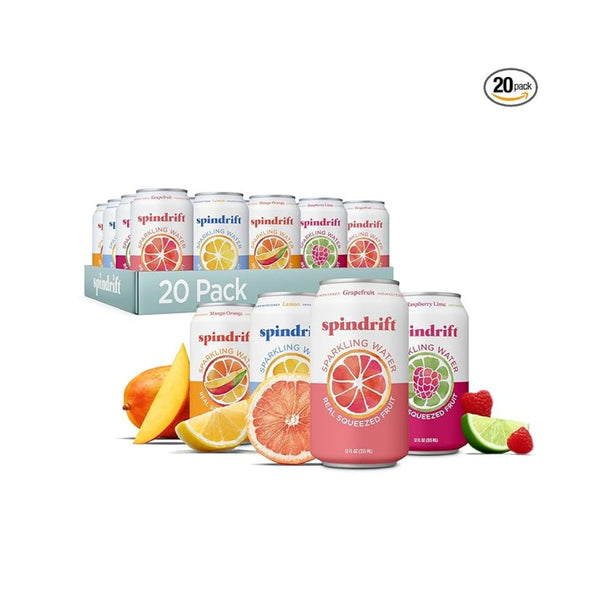 20-Pack Spindrift Sparkling Water, 4 Flavor Variety Pack