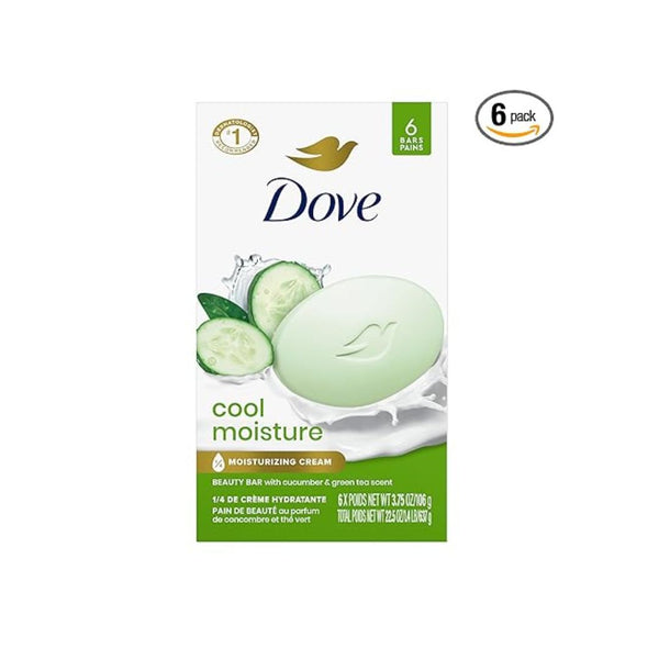 6-Pack Dove Beauty Bar Soap Cool Moisture Cucumber & Green Tea Scent