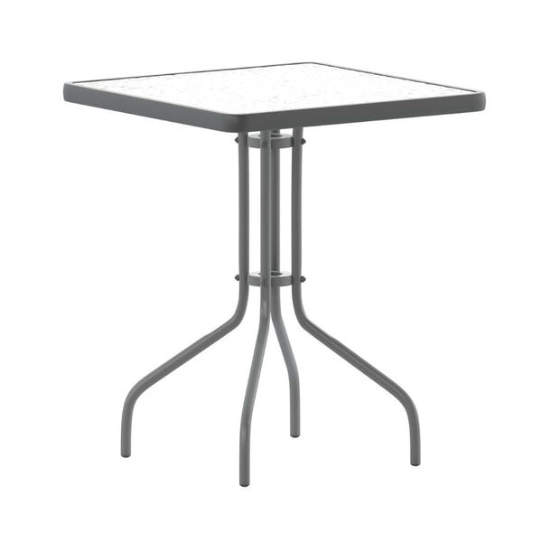 Flash Furniture Square Tempered Glass Metal Table