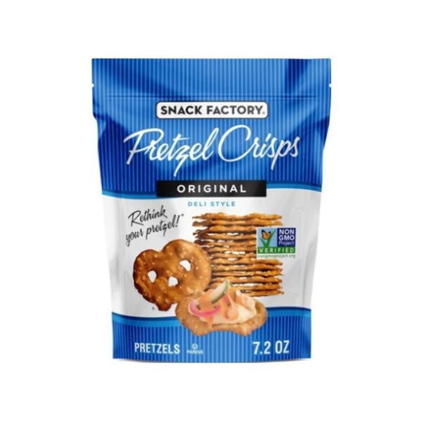 Snack Factory Original Pretzel Crisps, 7.2 oz Resealable Bag