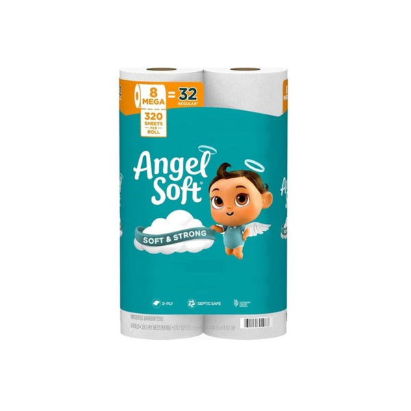8 Mega Rolls Angel Soft Toilet Paper
