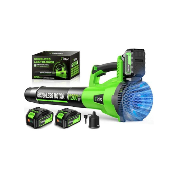 6-Speed 1200W Cordless Brushless Leaf Blower with 2 Batteries