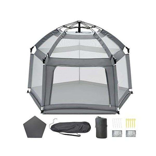 Portable Baby Playpen with Inflatable Mattress & Sunshade
