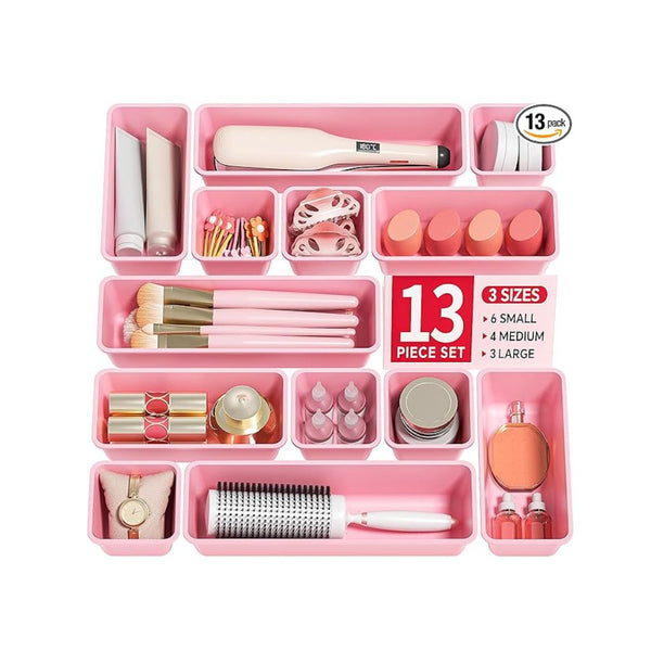 13 Pack Plastic Drawer Organizers Set