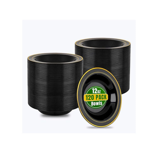 120 Pack Disposable Plastic Bowls 12oz