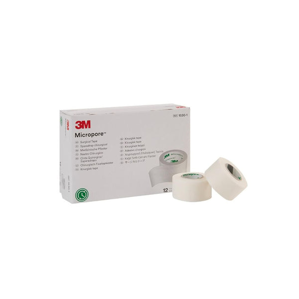 3M Micropore Surgical Tape 1530-1, 1 IN x 10 YD (2,5cm x 9,1m), 12 Rolls/Carton