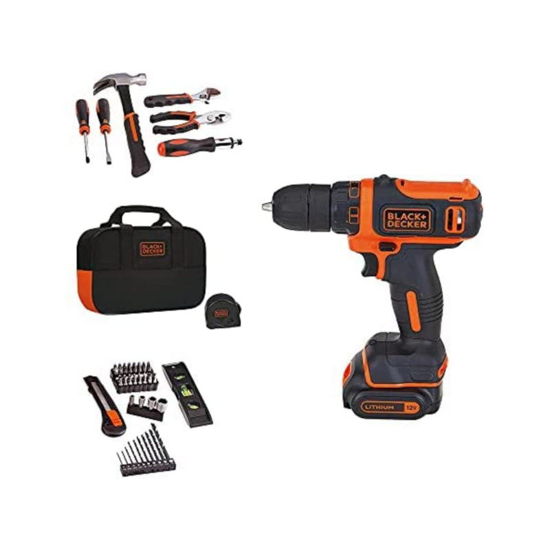 BLACK+DECKER 12V MAX Drill & Home Tool Kit, 60-Piece