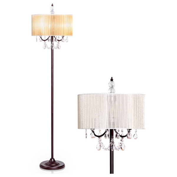 Elegant Crystal Sheer Shade Floor Lamp