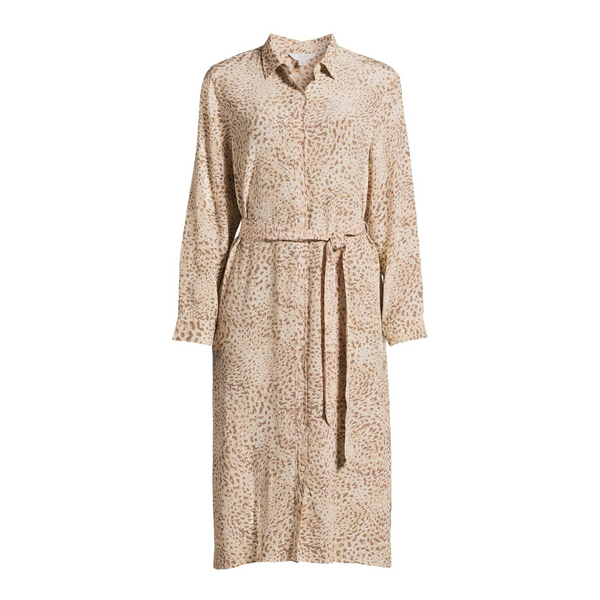 Women’s Button Front Shirt Dress with Long Sleeves