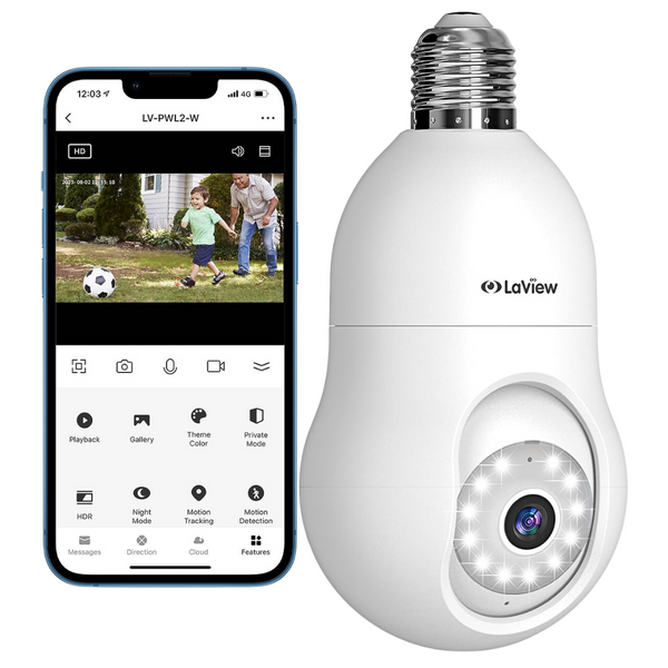 1440P 360° Light Bulb Security Camera With Motion Detection