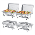 thumbnail image 2 of 4-Pack 8QT Stainless Steel Chafing Dish Set With Warmers - Full Size Rectangular 2 of 4