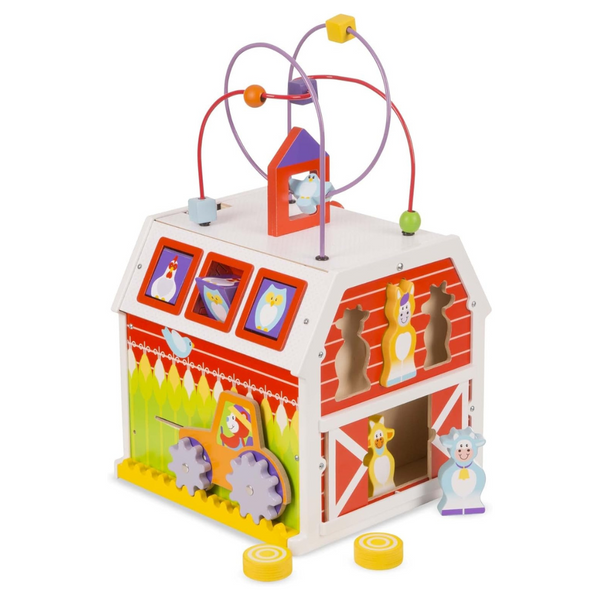 Melissa & Doug First Play Slide Sort & Roll Wooden Activity Barn