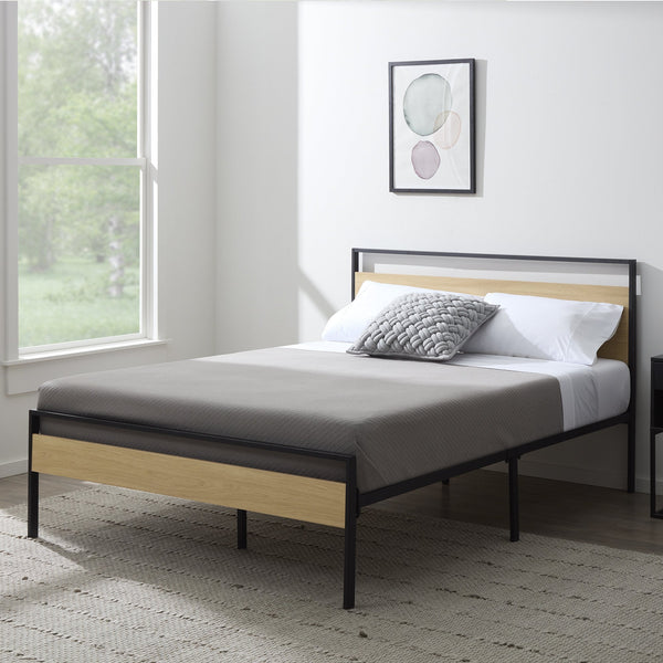 Metal and Wood Platform Bed (2 Colors)