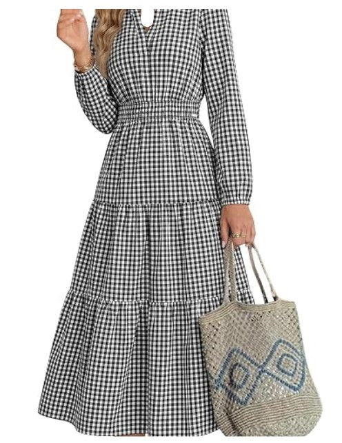 Womens Long Sleeve Midi Dresses (9 Colors)