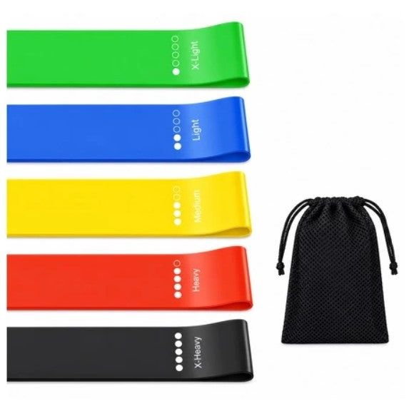 5-Pack 12" Resistance Loop Bands Set with Carrying Bag