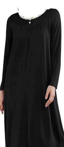 Womens Long Sleeve Henley Sleep Dress (Many Colors)