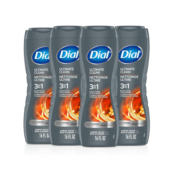4 Bottles of Dial Men 3 in 1 Body Hair and Face Wash