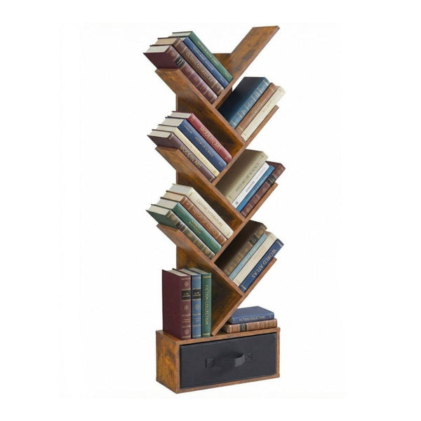 7-Tier Tree Bookshelf with Drawer