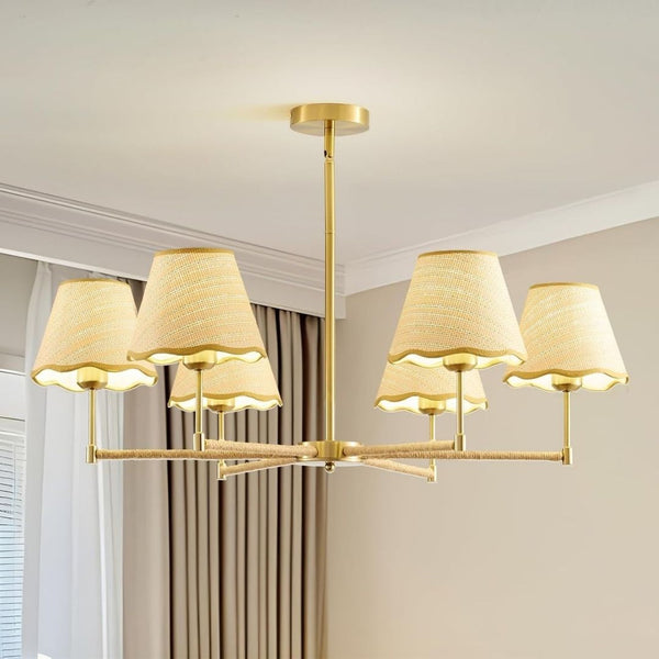Boho Rattan 6-Light Chandelier Pendant