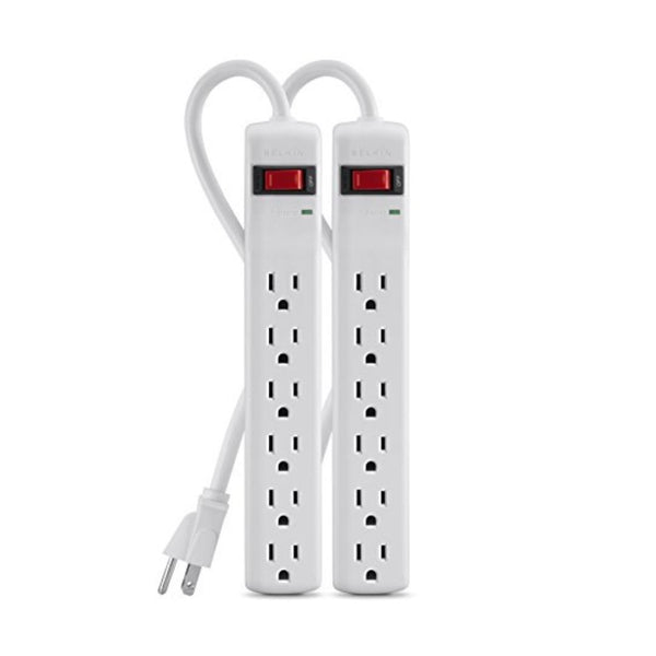 2 Pack Belkin 6 Outlet Surge Protector Power Strips