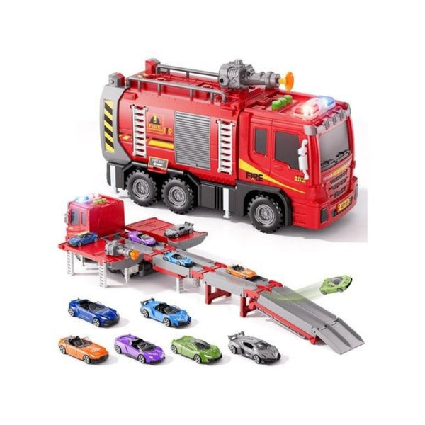 Fire Truck Transport Set with Lights & Sounds
