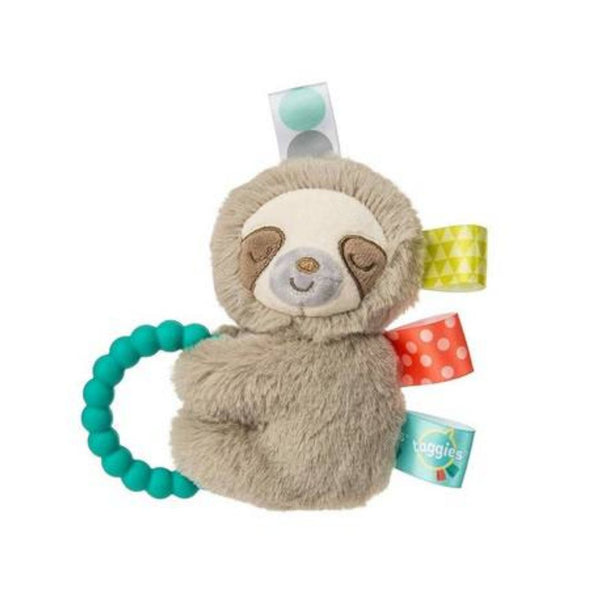 Taggies Sensory Stuffed Animal Soft Rattle with Teether Ring