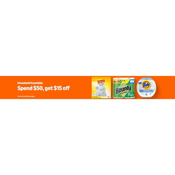 $15 Off $50+ Household Essentials Purchase