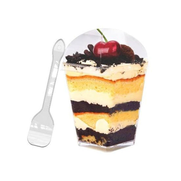 50-Pk Square Clear Dessert Cups with Lids & Spoons