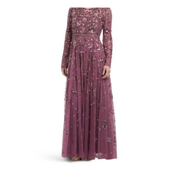 Mac Duggal Long Sleeve Embellished Gown