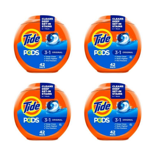 4 Packs of 42 Count Tide PODS Laundry Detergent Pacs