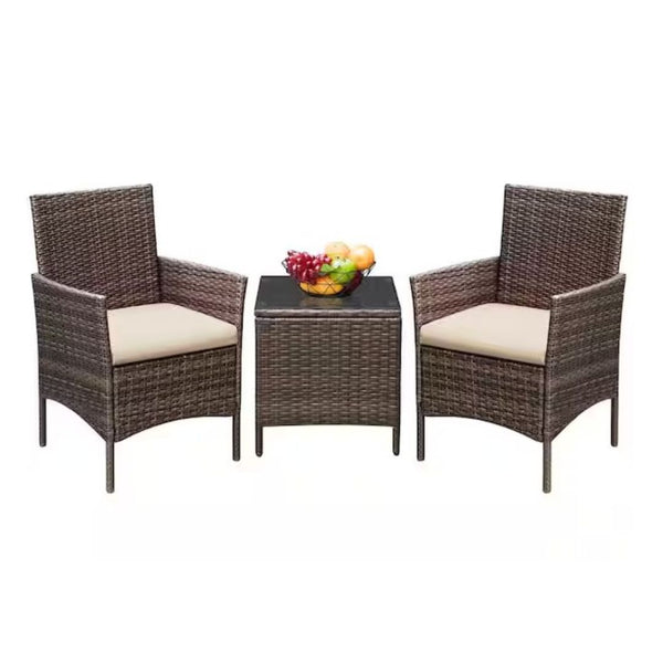 3-Pieces Patio PE Rattan Outdoor Conversation Set